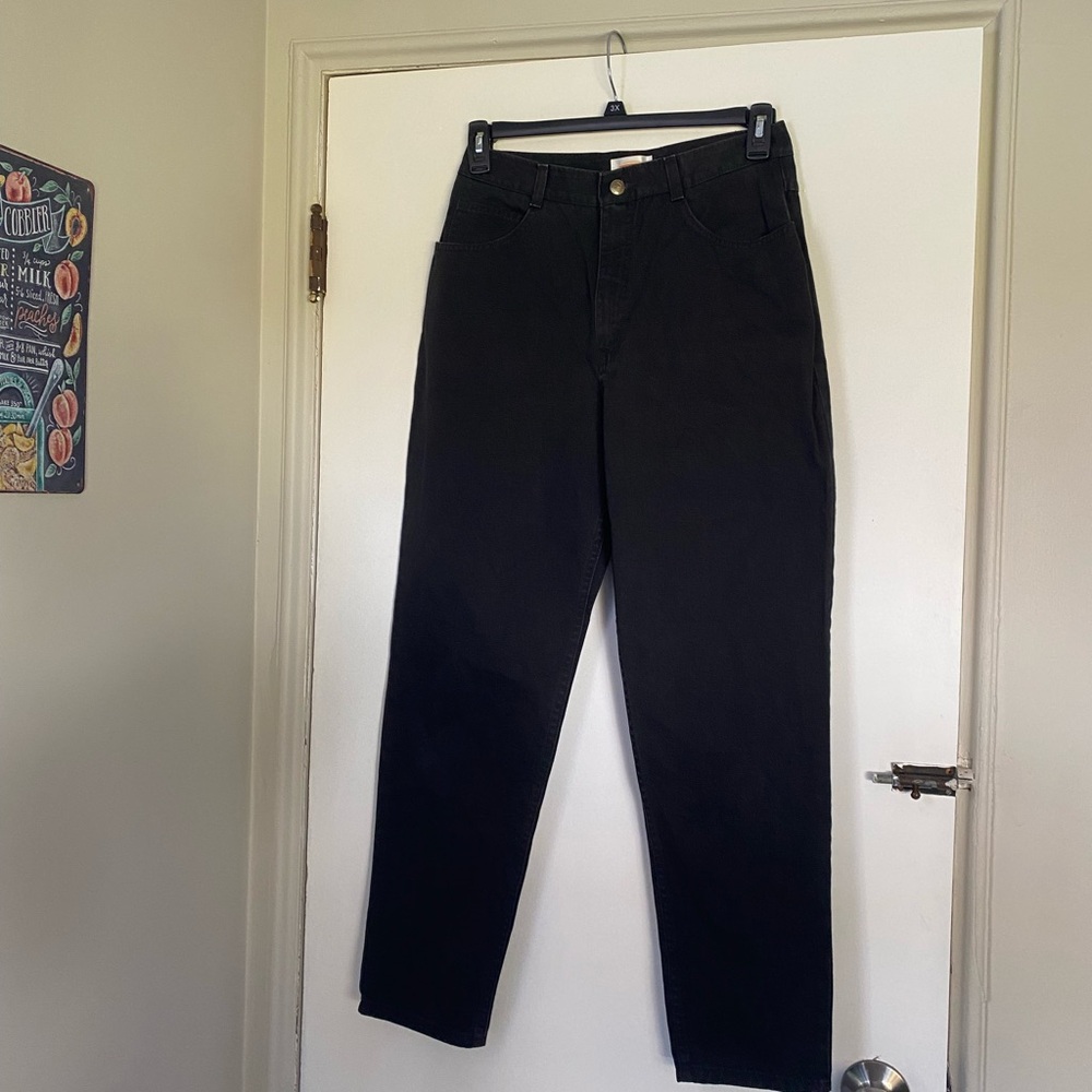 Talbots Jeans Women's 12P Black Denim Baggy Straight Leg Curvy Dark Wash Crisp